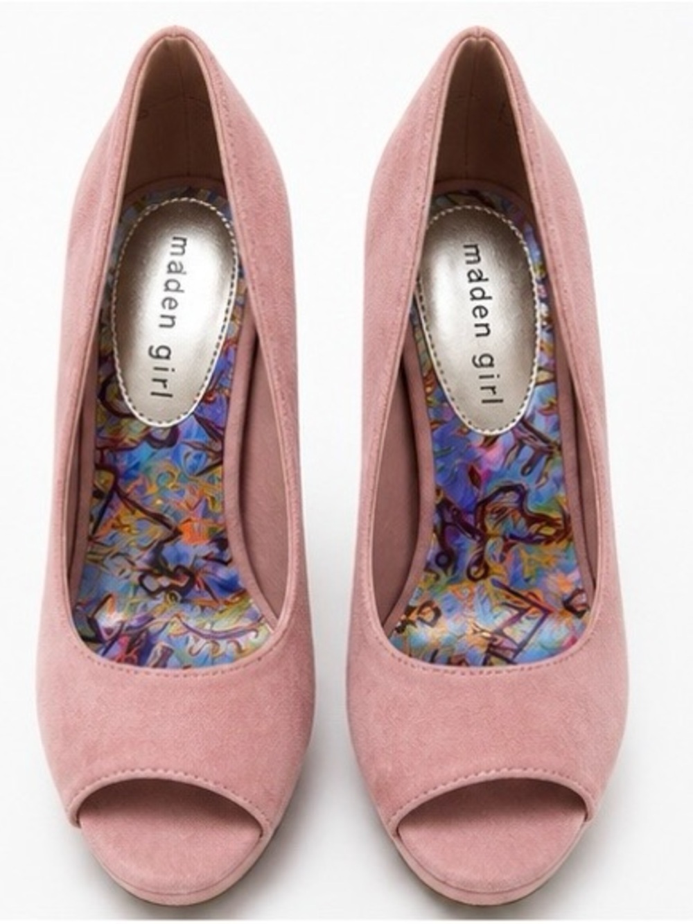 Madden Girl Dusty Pink Suede Peep-Toe Heels
